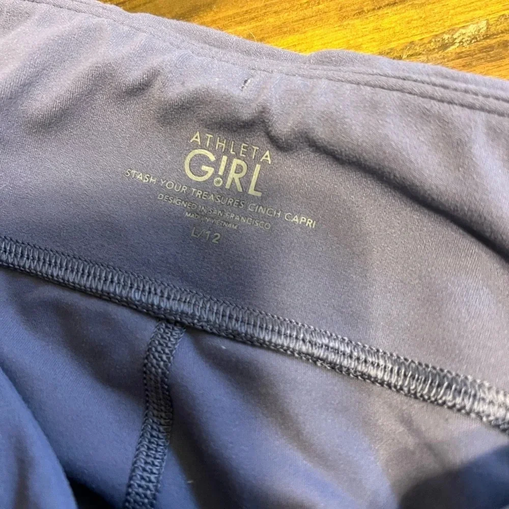 Athleta Girl Blue Leggings Large 12 Cropped Ankle